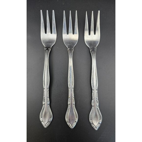 Vintage Korea Rogers Auberge Stainless Steel Forks Set Of 3 Ornate design - Picture 2 of 6